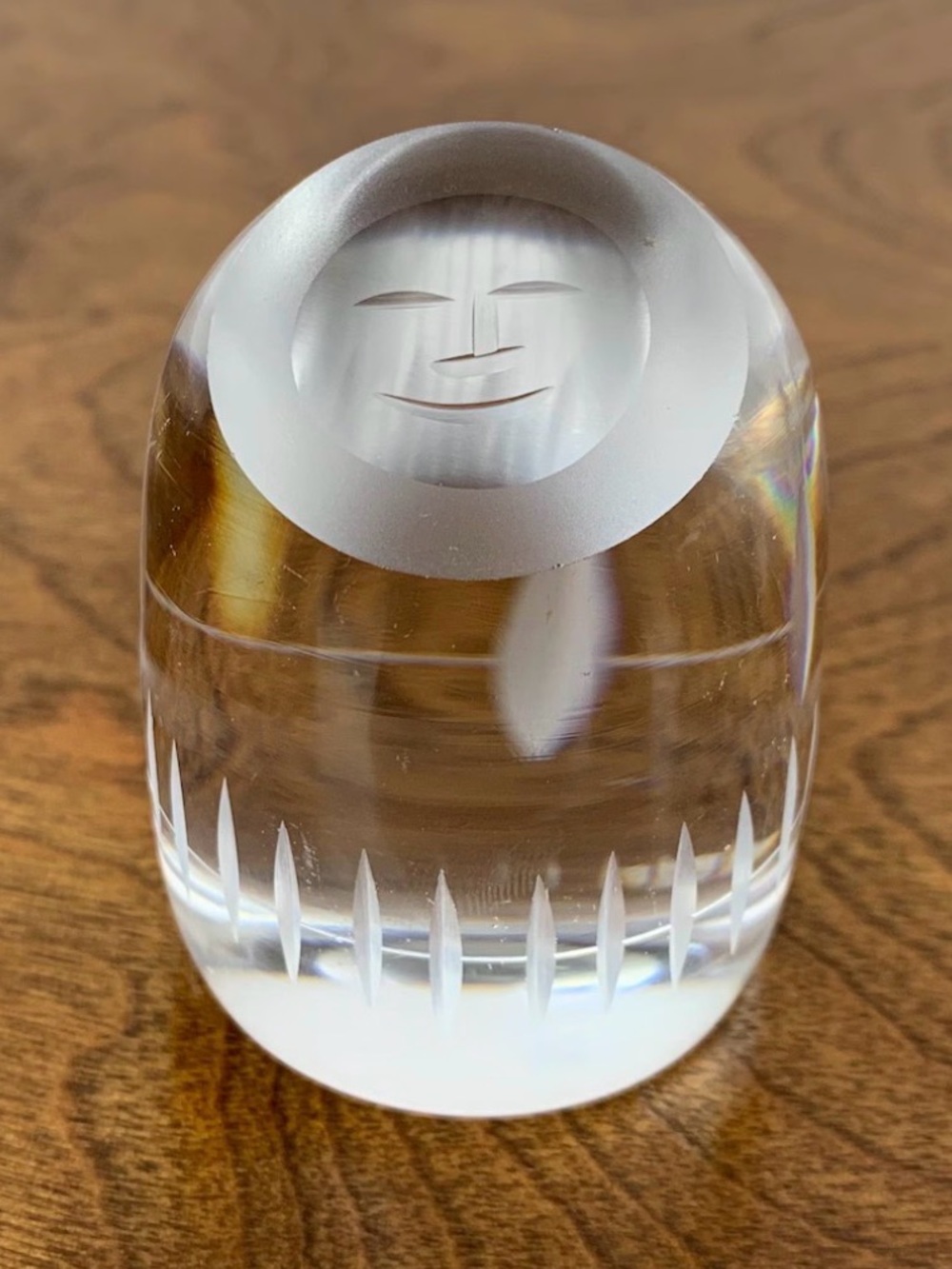 Vintage Hadeland Glassverk MCM Crystal Art Eskimo / Inuit Figurine Paperweight